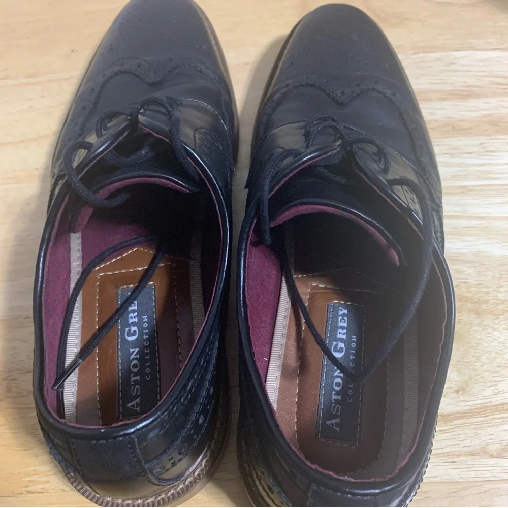 Aston Grey Collection‎ Black Wingtip Dress Oxford Shoes Size : 8